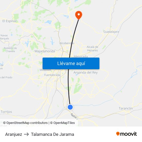 Aranjuez to Talamanca De Jarama map