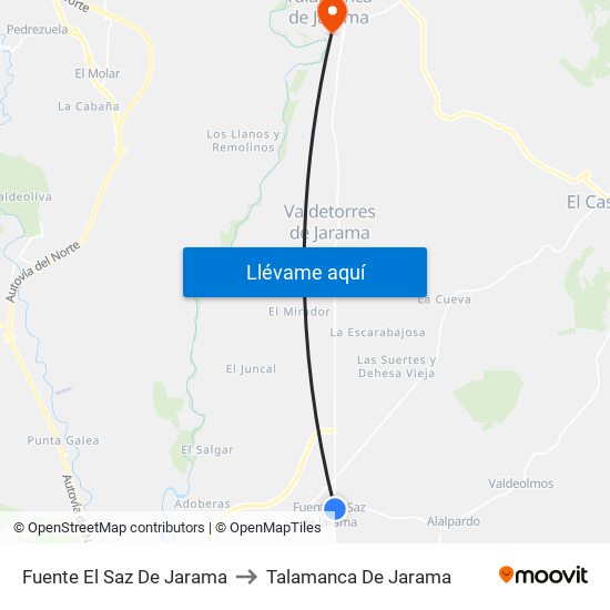 Fuente El Saz De Jarama to Talamanca De Jarama map