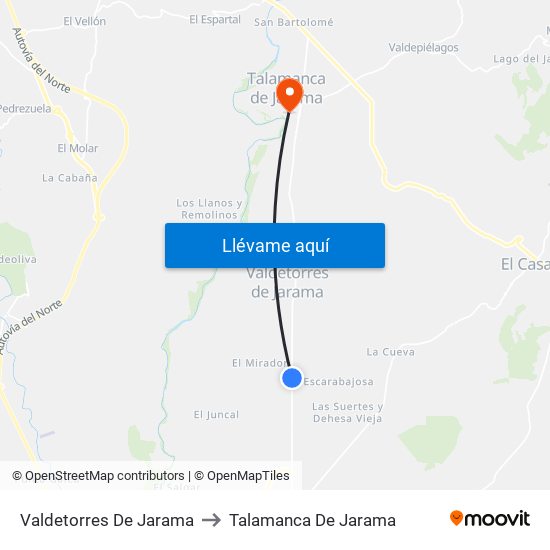 Valdetorres De Jarama to Talamanca De Jarama map