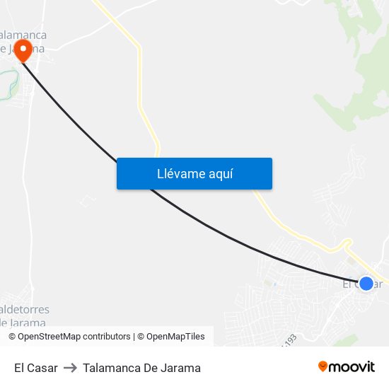 El Casar to Talamanca De Jarama map