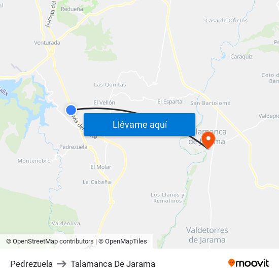 Pedrezuela to Talamanca De Jarama map