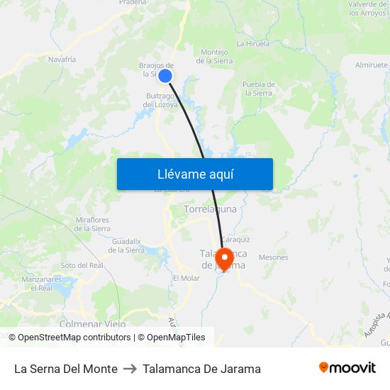 La Serna Del Monte to Talamanca De Jarama map