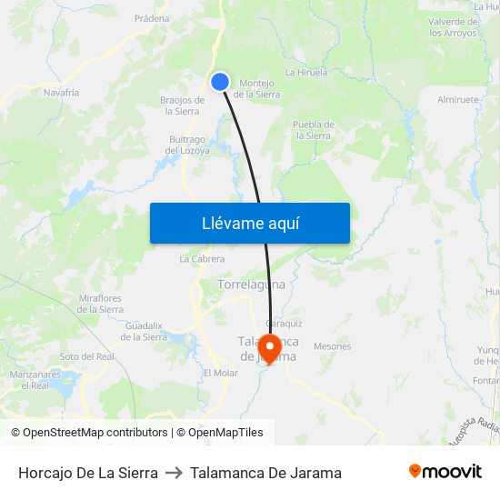 Horcajo De La Sierra to Talamanca De Jarama map
