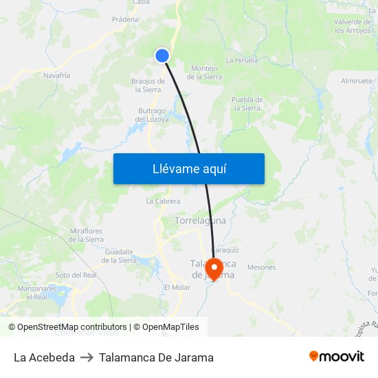 La Acebeda to Talamanca De Jarama map