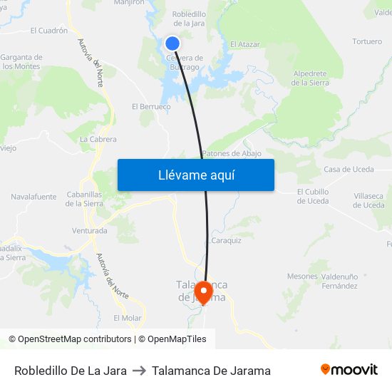Robledillo De La Jara to Talamanca De Jarama map