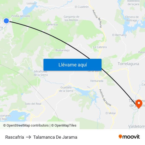 Rascafría to Talamanca De Jarama map