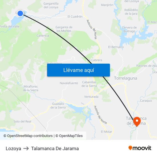 Lozoya to Talamanca De Jarama map