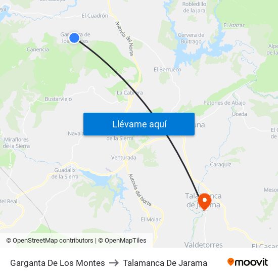 Garganta De Los Montes to Talamanca De Jarama map