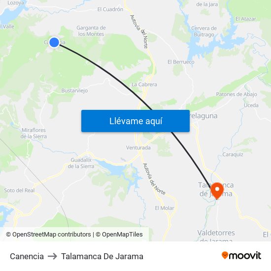 Canencia to Talamanca De Jarama map