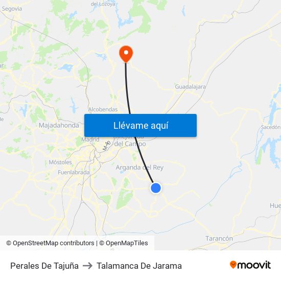 Perales De Tajuña to Talamanca De Jarama map