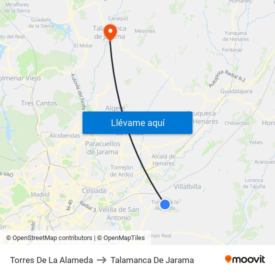 Torres De La Alameda to Talamanca De Jarama map