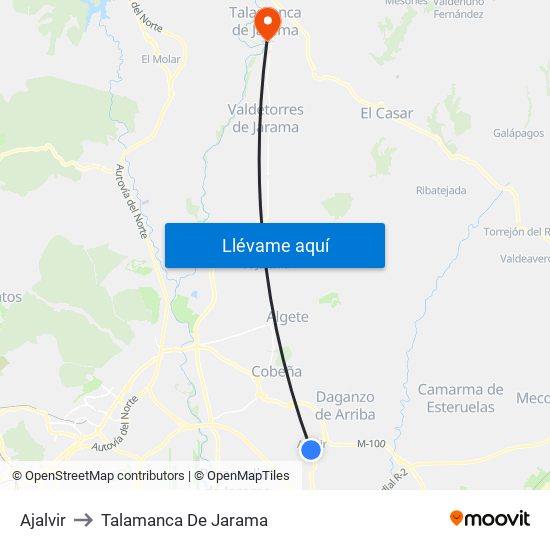 Ajalvir to Talamanca De Jarama map