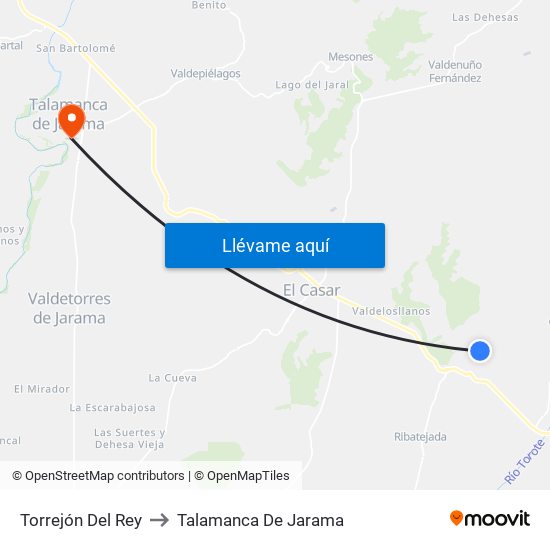 Torrejón Del Rey to Talamanca De Jarama map