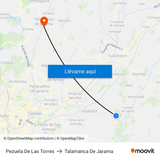Pezuela De Las Torres to Talamanca De Jarama map