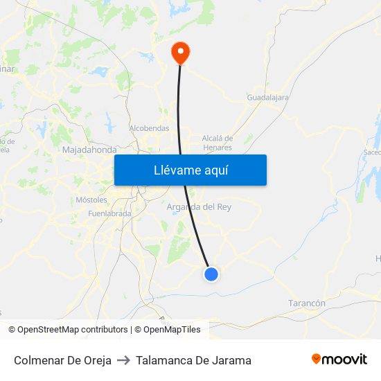 Colmenar De Oreja to Talamanca De Jarama map