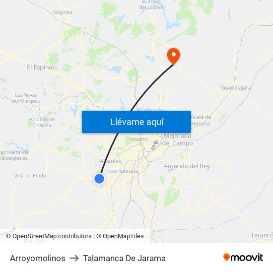 Arroyomolinos to Talamanca De Jarama map