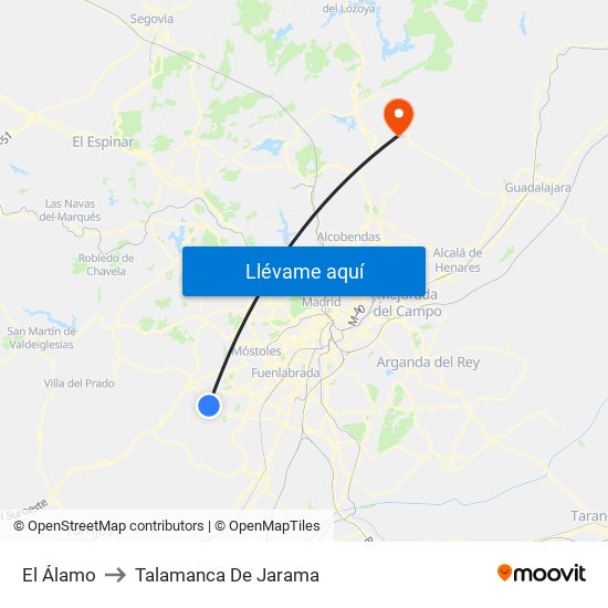 El Álamo to Talamanca De Jarama map