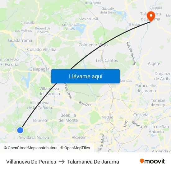 Villanueva De Perales to Talamanca De Jarama map
