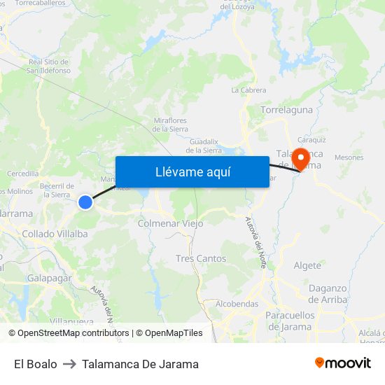 El Boalo to Talamanca De Jarama map