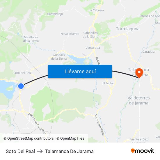 Soto Del Real to Talamanca De Jarama map