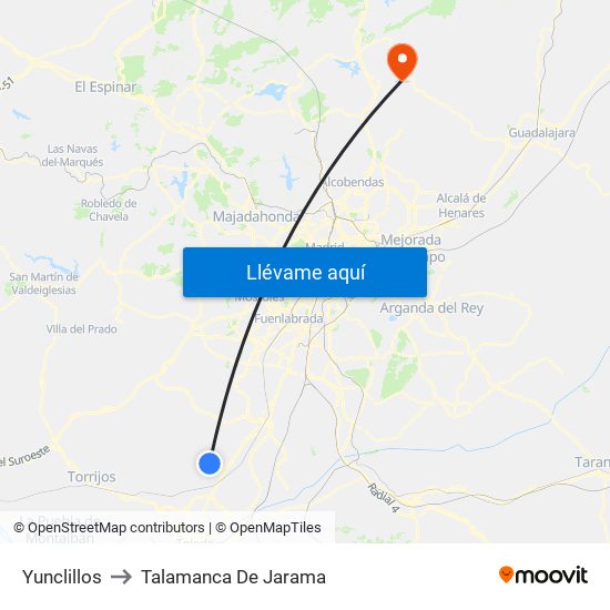 Yunclillos to Talamanca De Jarama map