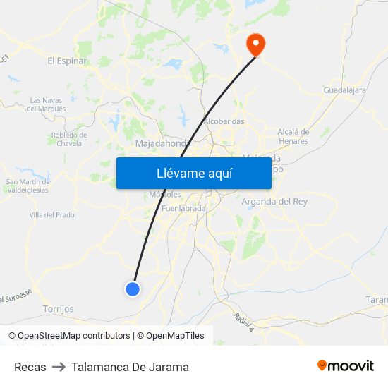 Recas to Talamanca De Jarama map