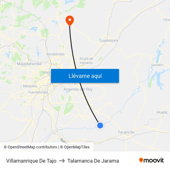 Villamanrique De Tajo to Talamanca De Jarama map