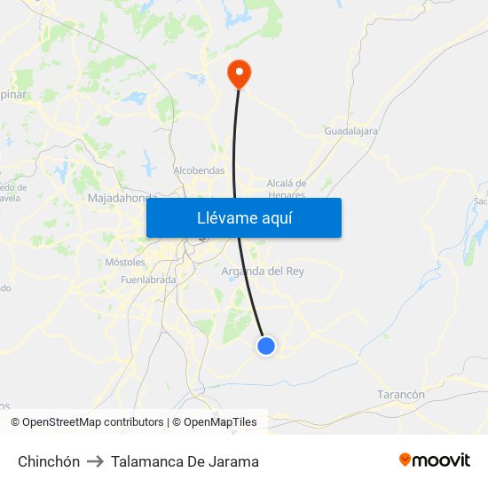 Chinchón to Talamanca De Jarama map