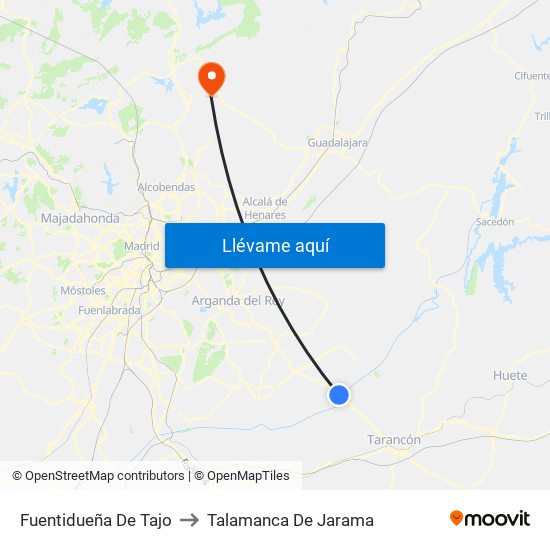 Fuentidueña De Tajo to Talamanca De Jarama map