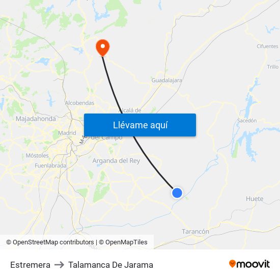 Estremera to Talamanca De Jarama map