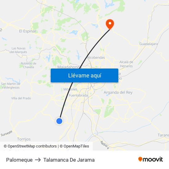 Palomeque to Talamanca De Jarama map