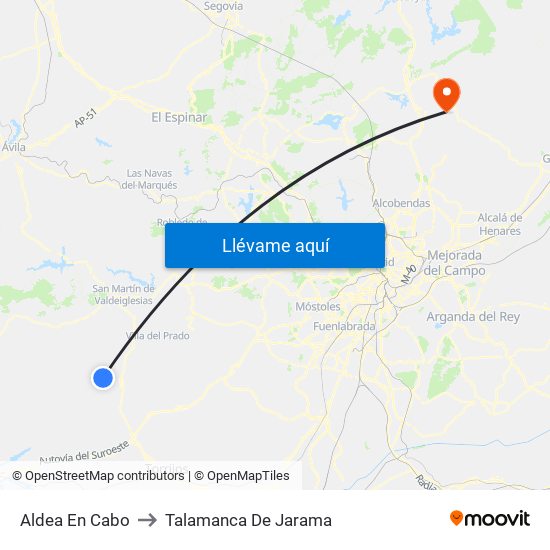 Aldea En Cabo to Talamanca De Jarama map