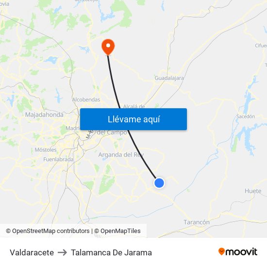Valdaracete to Talamanca De Jarama map