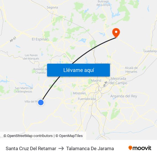 Santa Cruz Del Retamar to Talamanca De Jarama map