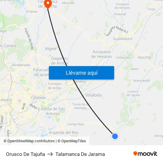 Orusco De Tajuña to Talamanca De Jarama map