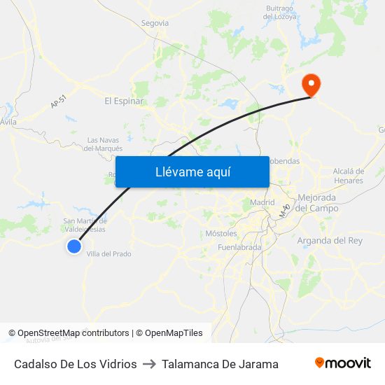 Cadalso De Los Vidrios to Talamanca De Jarama map
