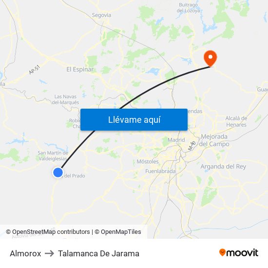 Almorox to Talamanca De Jarama map