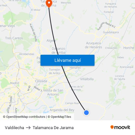 Valdilecha to Talamanca De Jarama map