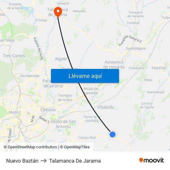 Nuevo Baztán to Talamanca De Jarama map