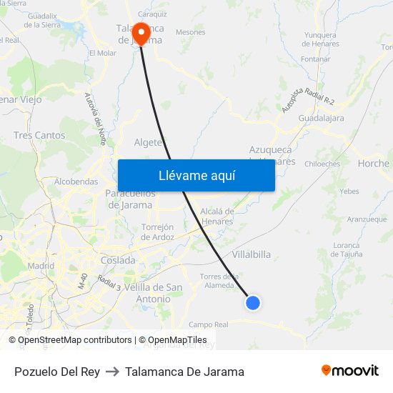 Pozuelo Del Rey to Talamanca De Jarama map