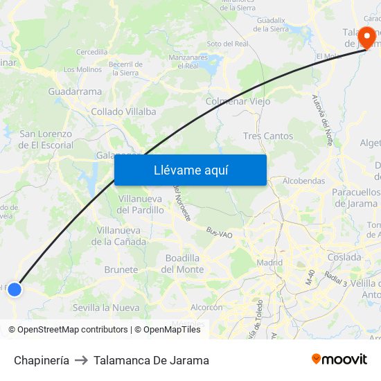 Chapinería to Talamanca De Jarama map