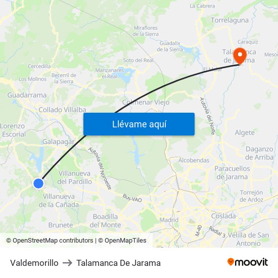 Valdemorillo to Talamanca De Jarama map