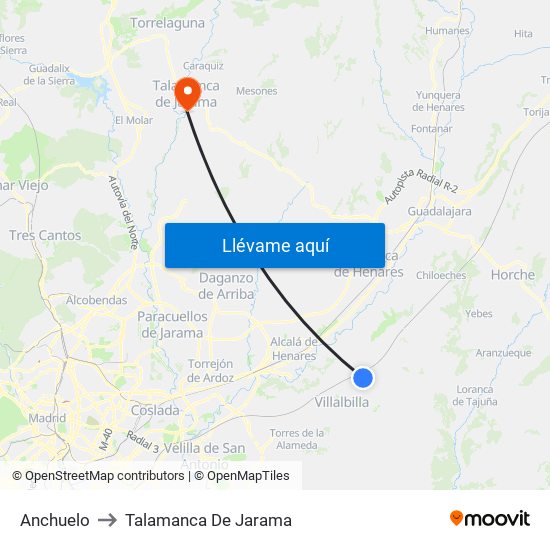 Anchuelo to Talamanca De Jarama map