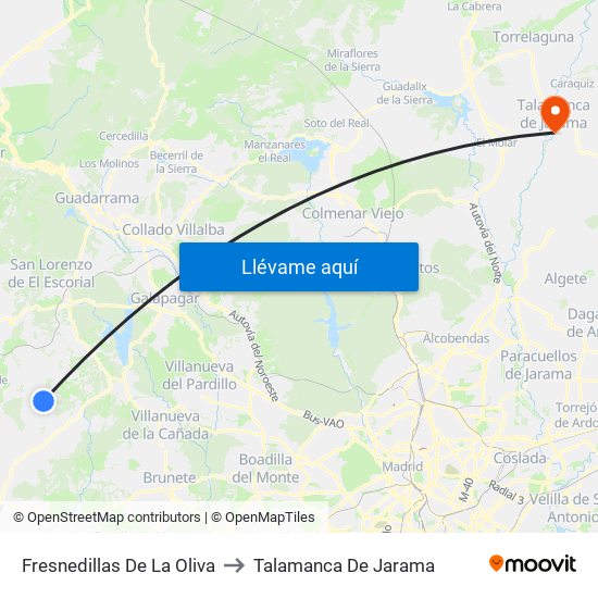 Fresnedillas De La Oliva to Talamanca De Jarama map