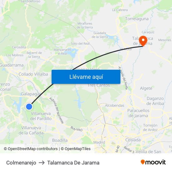 Colmenarejo to Talamanca De Jarama map