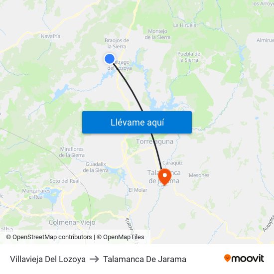 Villavieja Del Lozoya to Talamanca De Jarama map
