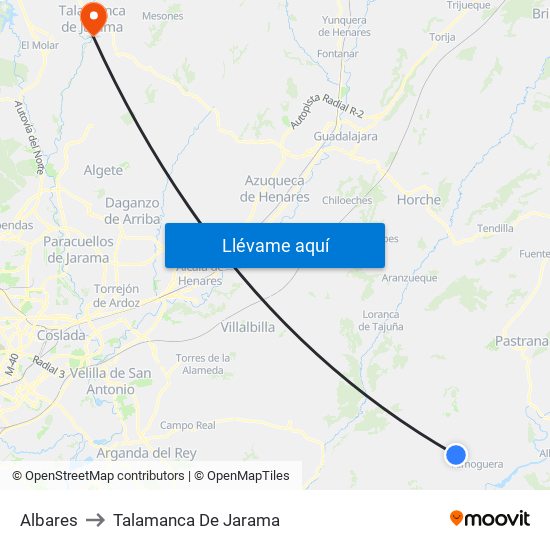 Albares to Talamanca De Jarama map