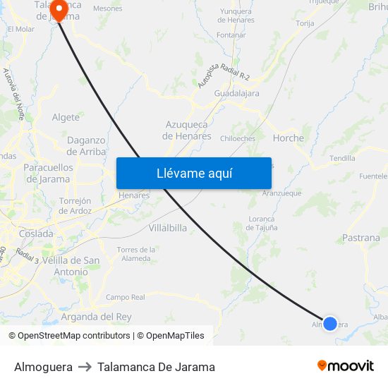 Almoguera to Talamanca De Jarama map