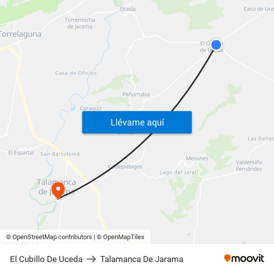 El Cubillo De Uceda to Talamanca De Jarama map
