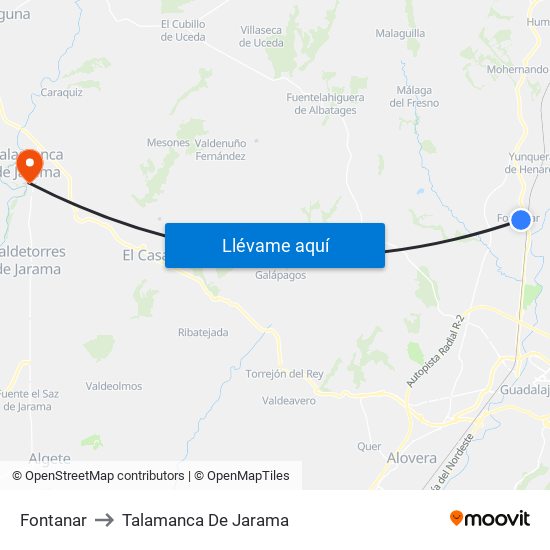 Fontanar to Talamanca De Jarama map